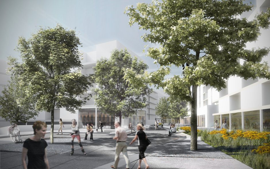 Visualisierung Quartiermitte, Stadtbach